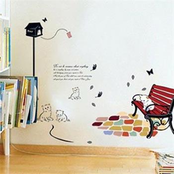 Christine創意組合DIY壁貼/牆貼/兒童教室佈置 小貓公園（可重複貼）【金石堂、博客來熱銷】