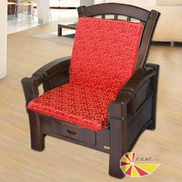 【凱蕾絲帝】木椅通~高支撐加厚連體L型坐墊（1入）－如意紅