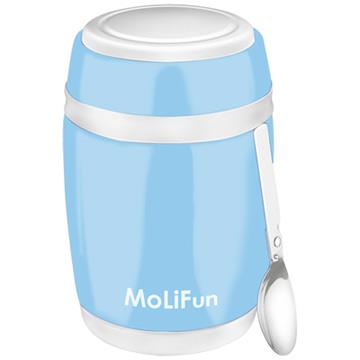 MoliFun魔力坊 不鏽鋼真空保鮮保溫燜燒食物罐480ml－天晴藍