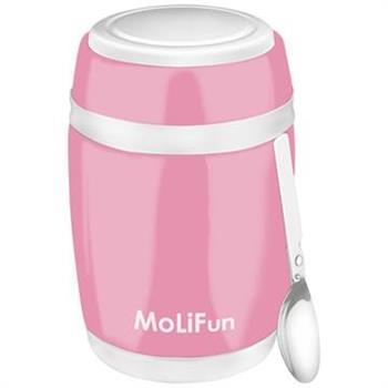 MoliFun魔力坊 不鏽鋼真空保鮮保溫燜燒食物罐480ml－櫻花粉【金石堂、博客來熱銷】