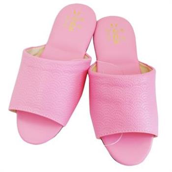 壓紋氣墊室內皮拖鞋－粉紅/米色－6雙入【金石堂、博客來熱銷】