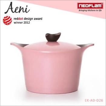 韓國NEOFLAM Aeni系列 26cm陶瓷不沾深湯鍋＋陶瓷塗層鍋蓋－粉紅色 EK－AD－D26【金石堂、博客來熱銷】
