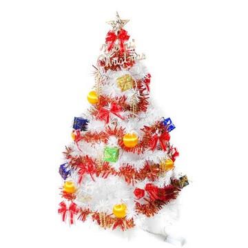 台灣製3呎/3尺（90cm）豪華版夢幻白色聖誕樹（紅彩禮物盒系配件）（不含燈）