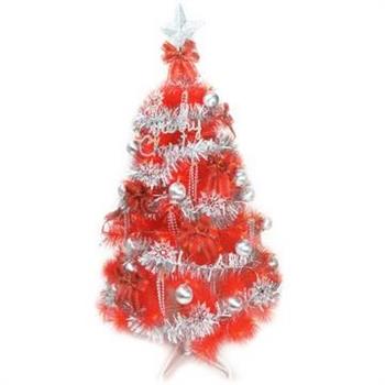 台灣製4尺（120cm）特級紅色松針葉聖誕樹 （銀紅色系配件）（不含燈）【金石堂、博客來熱銷】