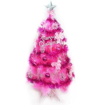 台灣製4尺（120cm）特級粉紅色松針葉聖誕樹 （銀紫色系配件）（不含燈）