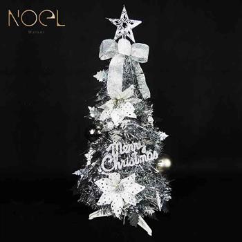 【NOEL諾也家飾】2尺桌上型摺疊聖誕樹－銀色加銀色飾品【金石堂、博客來熱銷】