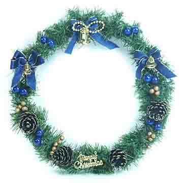 摩達客11吋可愛蝴蝶結聖誕花圈（藍銀色系）（台灣手工組裝出貨）