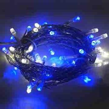 聖誕燈50燈LED樹燈串 （藍白光透明線）（附控制器跳機）（高亮度又省電）