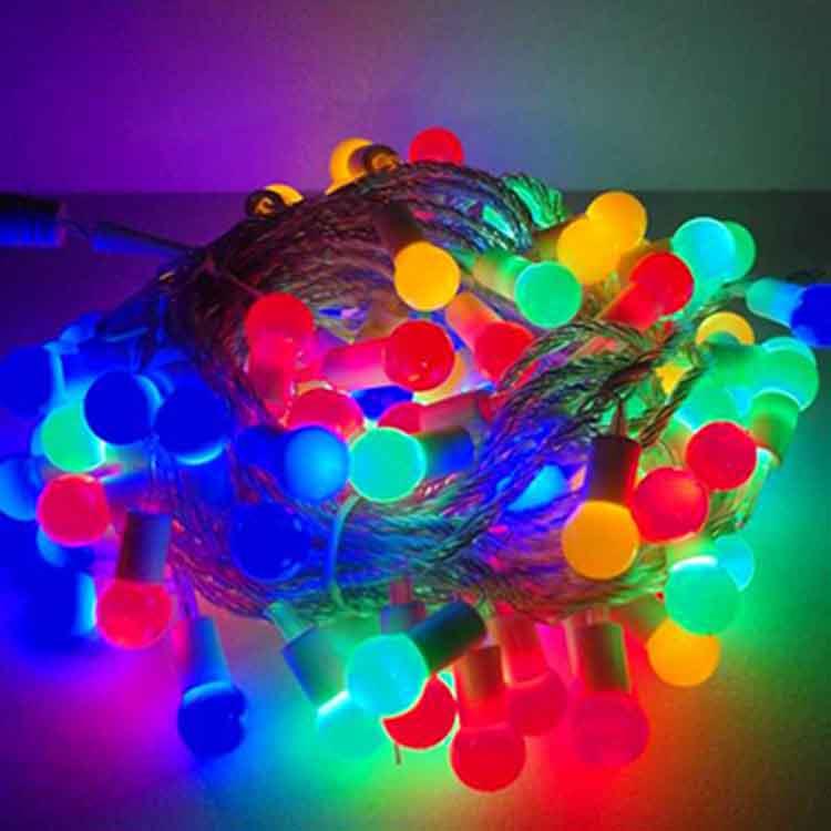 摩達客－聖誕燈100燈LED圓球珍珠燈串（插電式/彩色光透明線/ 附控制器跳機）（高亮度又省電）