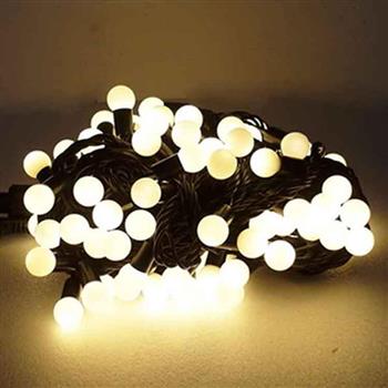 摩達客－聖誕燈100燈LED圓球珍珠燈串（插電式/暖白光黑線/ 附控制器跳機）（高亮度又省電）【金石堂、博客來熱銷】
