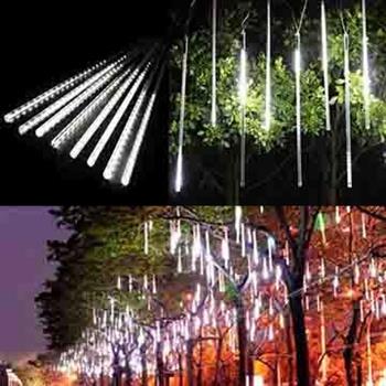 聖誕燈裝飾燈LED流星燈串8條燈（白光插電式/單燈長50cm）【金石堂、博客來熱銷】
