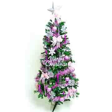 幸福5尺/5呎（150cm）一般型裝飾綠聖誕樹 （+銀紫色系配件）（不含燈）