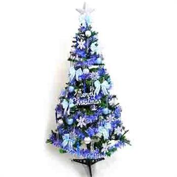 幸福5尺/5呎（150cm）一般型裝飾綠聖誕樹 （＋藍銀色系配件）（不含燈）【金石堂、博客來熱銷】