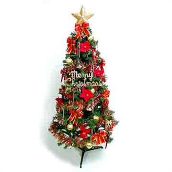 幸福6尺/6呎(180cm)一般型裝飾綠聖誕樹 (＋紅金色系配件組)(不含燈)【金石堂、博客來熱銷】