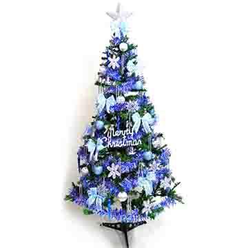 幸福6尺/6呎（180cm）一般型裝飾綠聖誕樹 （+藍銀色系配件組）（不含燈）