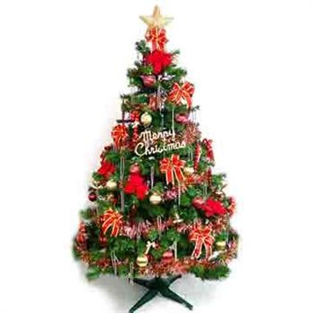 台灣製 6呎 / 6尺(180cm)豪華版裝飾綠聖誕樹 (＋紅金色系配件組)(不含燈)【金石堂、博客來熱銷】