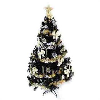 台灣製造6呎/6尺(180cm)時尚豪華版黑色聖誕樹(＋金銀色系配件組)(不含燈)【金石堂、博客來熱銷】