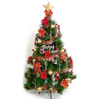 台灣製 6呎 / 6尺(180cm)特級綠松針葉聖誕樹 (＋紅金色系配件組)(不含燈)【金石堂、博客來熱銷】