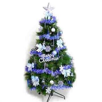 台灣製 6呎 / 6尺(180cm)特級綠松針葉聖誕樹(＋藍銀色系配件組)(不含燈)【金石堂、博客來熱銷】