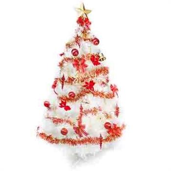 台灣製6尺(180cm)特級白色松針葉聖誕樹 (紅金色系配件)(不含燈)【金石堂、博客來熱銷】