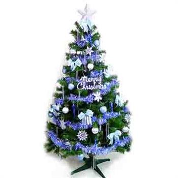台灣製7呎/ 7尺(210cm)豪華版裝飾綠聖誕樹 (＋藍銀色系配件組)(不含燈)【金石堂、博客來熱銷】