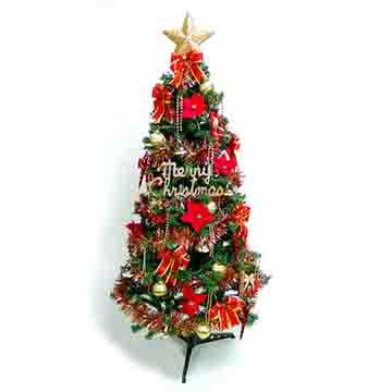 【摩達客】超級幸福10尺/10呎（300cm）一般型裝飾綠聖誕樹 （+紅金色系配件組）（不含燈）