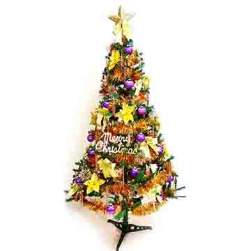 【摩達客】超級幸福10尺/10呎（300cm）一般型裝飾綠聖誕樹 （+金紫色系配件組）（不含燈）