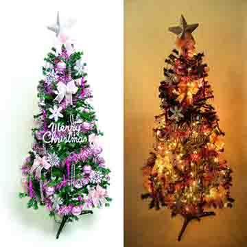 【摩達客】超級幸福10尺/10呎（300cm）一般型裝飾綠聖誕樹（+銀紫色系配件組+100燈鎢絲樹燈7串）