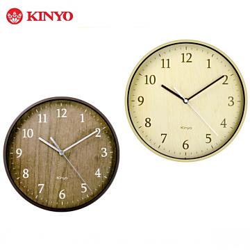 KINYO 北歐風格－9吋自然風木紋掛鐘