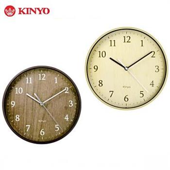 KINYO 北歐風格－9吋自然風木紋掛鐘【金石堂、博客來熱銷】