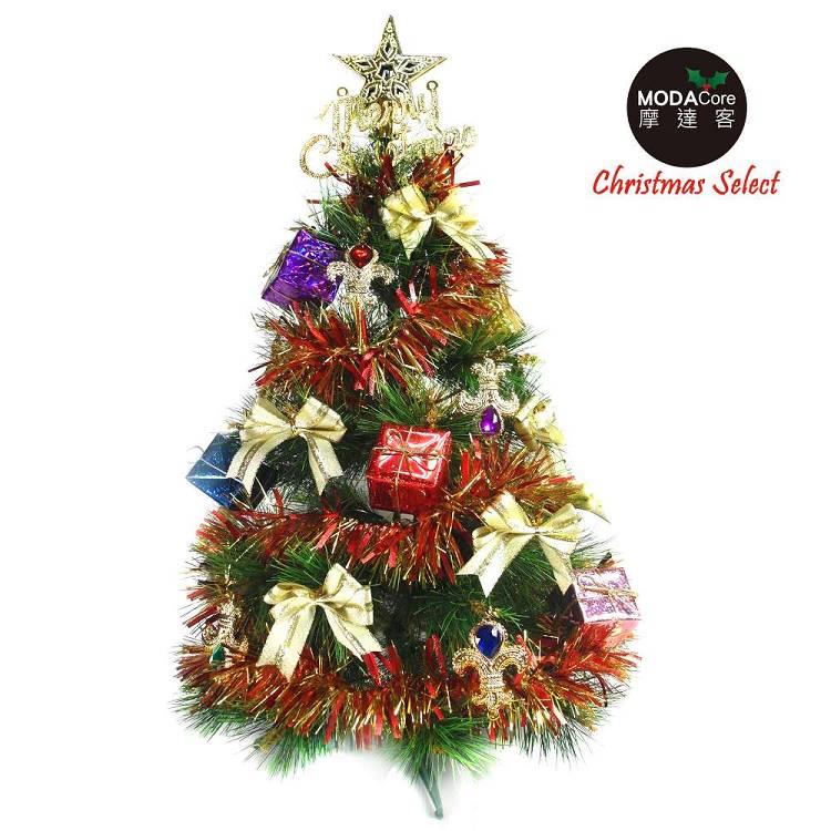 台灣製2尺/2呎（60cm）特級綠色松針葉聖誕樹 （紅金寶石禮物盒系）（不含燈）