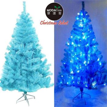 【摩達客】台灣製7呎210cm豪華版冰藍色聖誕樹(不含飾品)＋100燈LED燈藍白光2串＋IC控制器【金石堂、博客來熱銷】