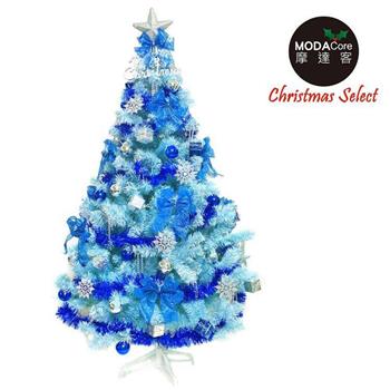 【摩達客】台灣製7呎/7尺(210cm)豪華版冰藍色聖誕樹(銀藍系配件組)(不含燈)【金石堂、博客來熱銷】