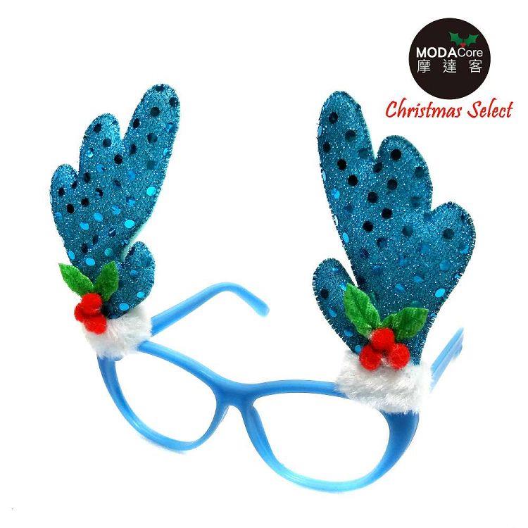【摩達客】聖誕派對造型眼鏡－冰雪藍鹿角