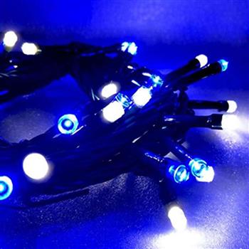 【摩達客】50燈LED燈串聖誕燈 （藍白光綠線插電式）（附控制器）（高亮度又省電）【金石堂、博客來熱銷】
