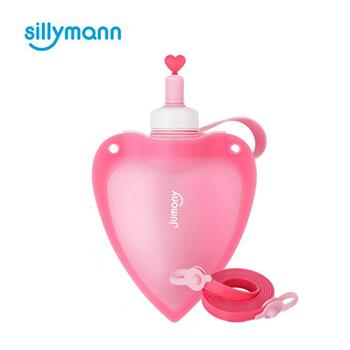 【韓國sillymann】 100%兒童便攜捲式鉑金矽膠心型水瓶（粉）－250ml【金石堂、博客來熱銷】