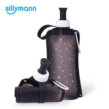 【韓國sillymann】 100%時尚便攜捲式鉑金矽膠水瓶－550ml－星空黑【金石堂、博客來熱銷】