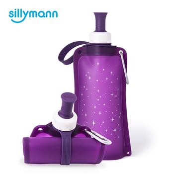 【韓國sillymann】 100%時尚便攜捲式鉑金矽膠水瓶－550ml－星空紫【金石堂、博客來熱銷】