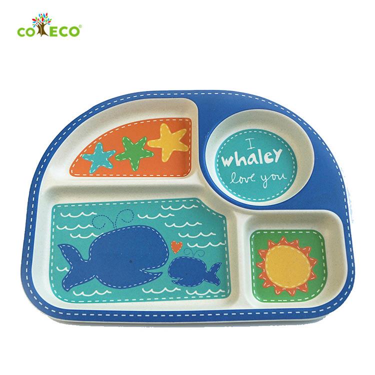 coeco竹纖維兒童餐盤－藍色鯨魚