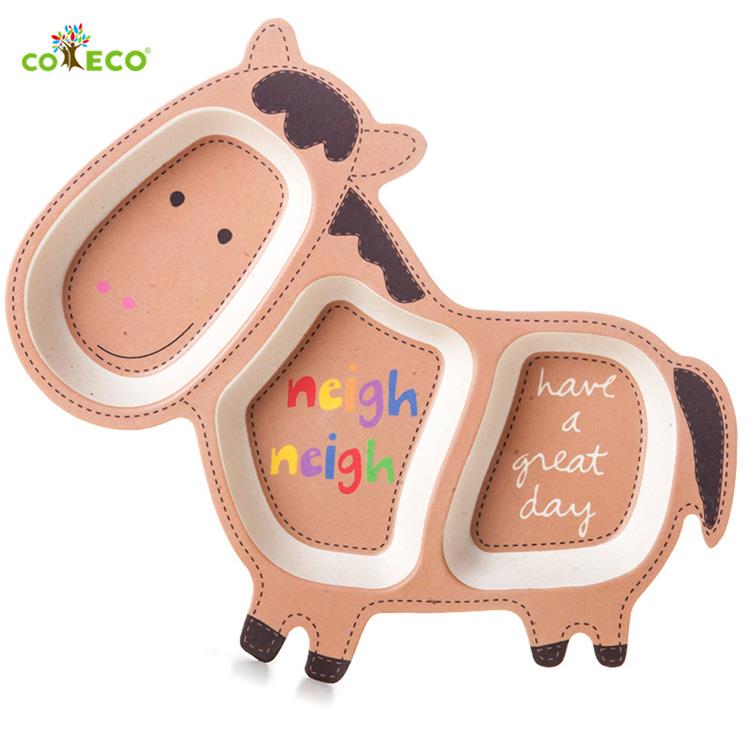 coeco竹纖維動物造型兒童餐盤－小馬