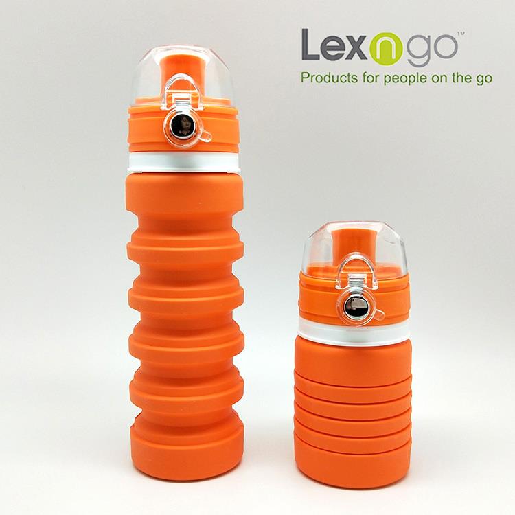 LEXNGO摺疊矽膠水壺－橘色