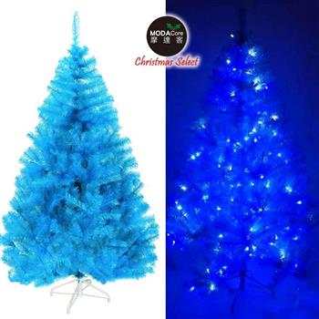 摩達客台灣製6呎/6尺(180cm)豪華版晶透藍系聖誕樹(不含飾品)＋100燈LED燈藍白光2串【金石堂、博客來熱銷】