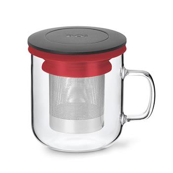 【PO:Selected】丹麥泡茶玻璃杯350ml 2.0 (黑+紅)【金石堂、博客來熱銷】