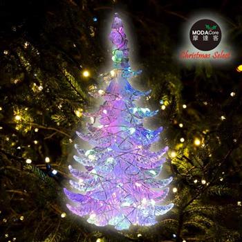 摩達客晶透迷你壓克力聖誕樹塔＋50燈LED銅線燈電池燈(四彩光)【金石堂、博客來熱銷】