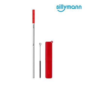 【韓國sillymann】 100%鉑金矽膠攜帶型304不銹鋼吸管套裝（紫紅色）－2組【金石堂、博客來熱銷】
