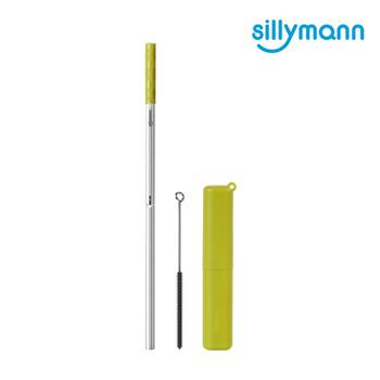 【韓國sillymann】 100%鉑金矽膠攜帶型304不銹鋼吸管套裝（橄欖綠）－2組【金石堂、博客來熱銷】