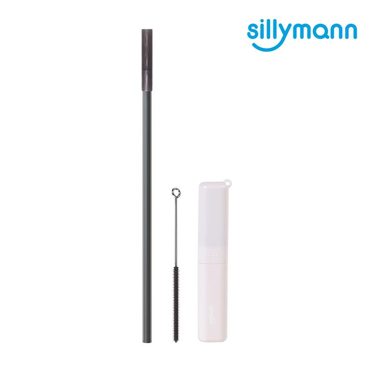 【韓國sillymann】 100%鉑金矽膠攜帶型吸管套裝（透明黑）－2組