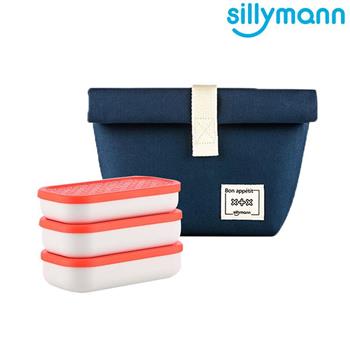 【韓國sillymann】 100%鉑金矽膠餐盒珊瑚粉三件組【金石堂、博客來熱銷】