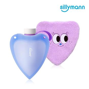 【韓國sillymann】100%鉑金矽膠愛心保溫水瓶（藍）－250ml【金石堂、博客來熱銷】