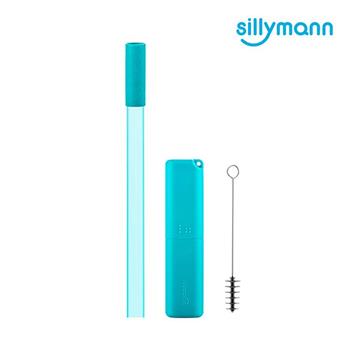 【韓國sillymann】 100%鉑金矽膠攜帶型珍珠吸管套裝（藍）－2入【金石堂、博客來熱銷】